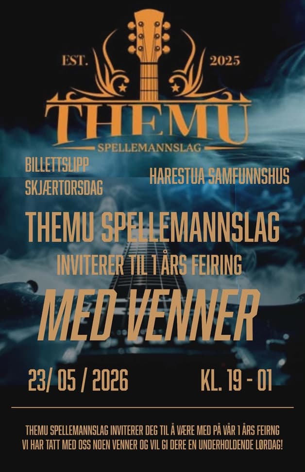 Themu Spellemannslag med venner feirer 1-års jubileum