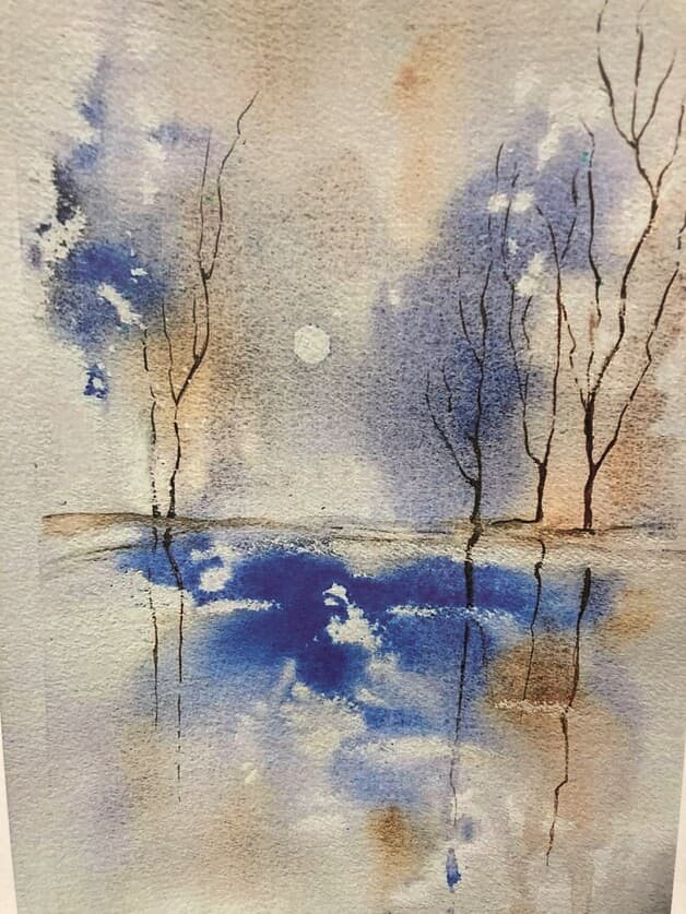 Maleri og speiling i vann