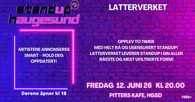 Latterverket på Pitters, Fredag 12.06.2026