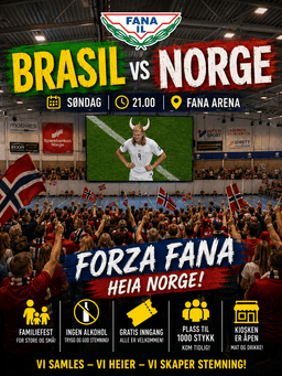 🇳🇴 Familiefest i Fana Arena – Brasil–Norge på storskjerm!